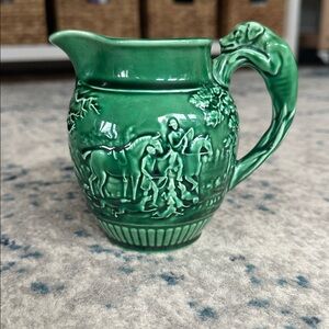 Wedgwood of Etruria & Barlaston Majolica hunting green pitcher